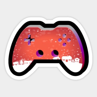 Christmas Holiday Town - Gaming Gamer Abstract - Gamepad Controller - Video Game Lover - Graphic Background Sticker